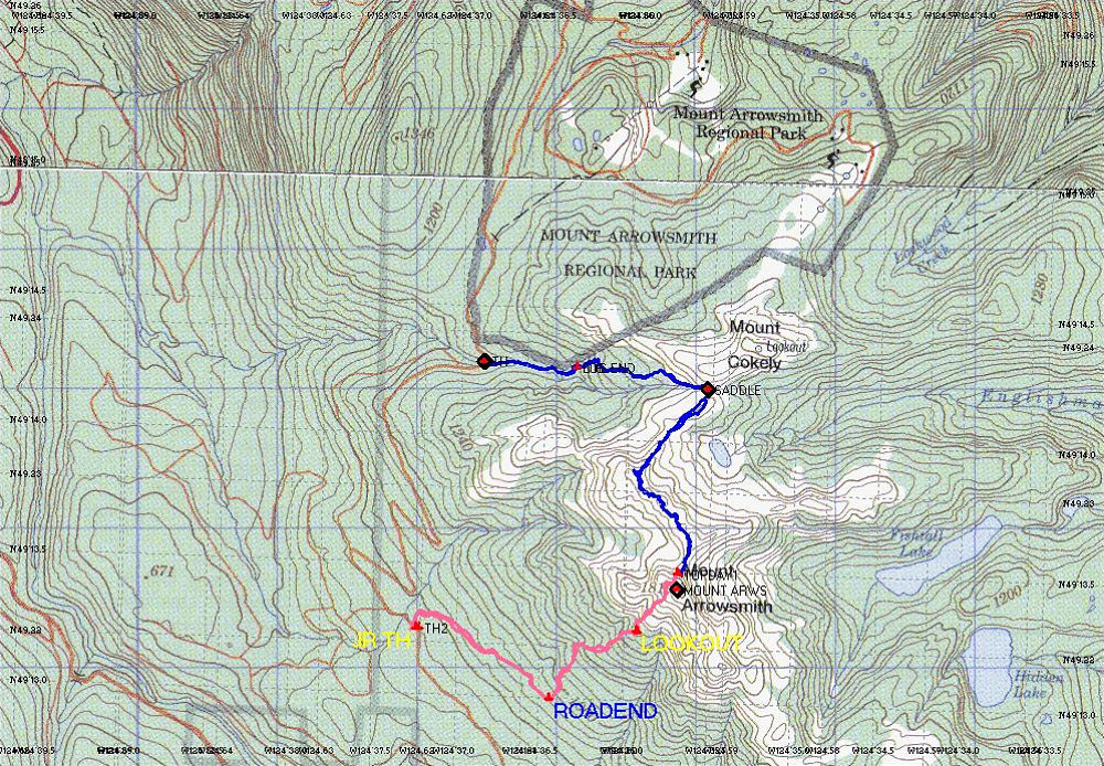 Vancouver Island Topographic Map Annotated Topo Map, Arrowsmith - Vancouver Island 2005 - Mt Arrowsmith -  Andrew Lavigne's Website